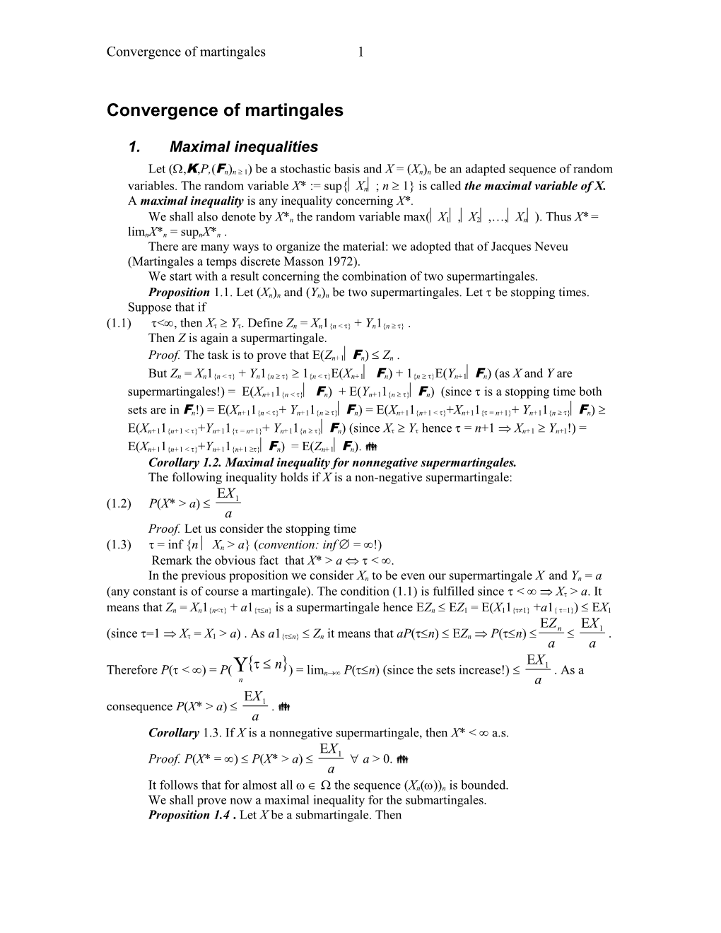 Convergence of Martingales