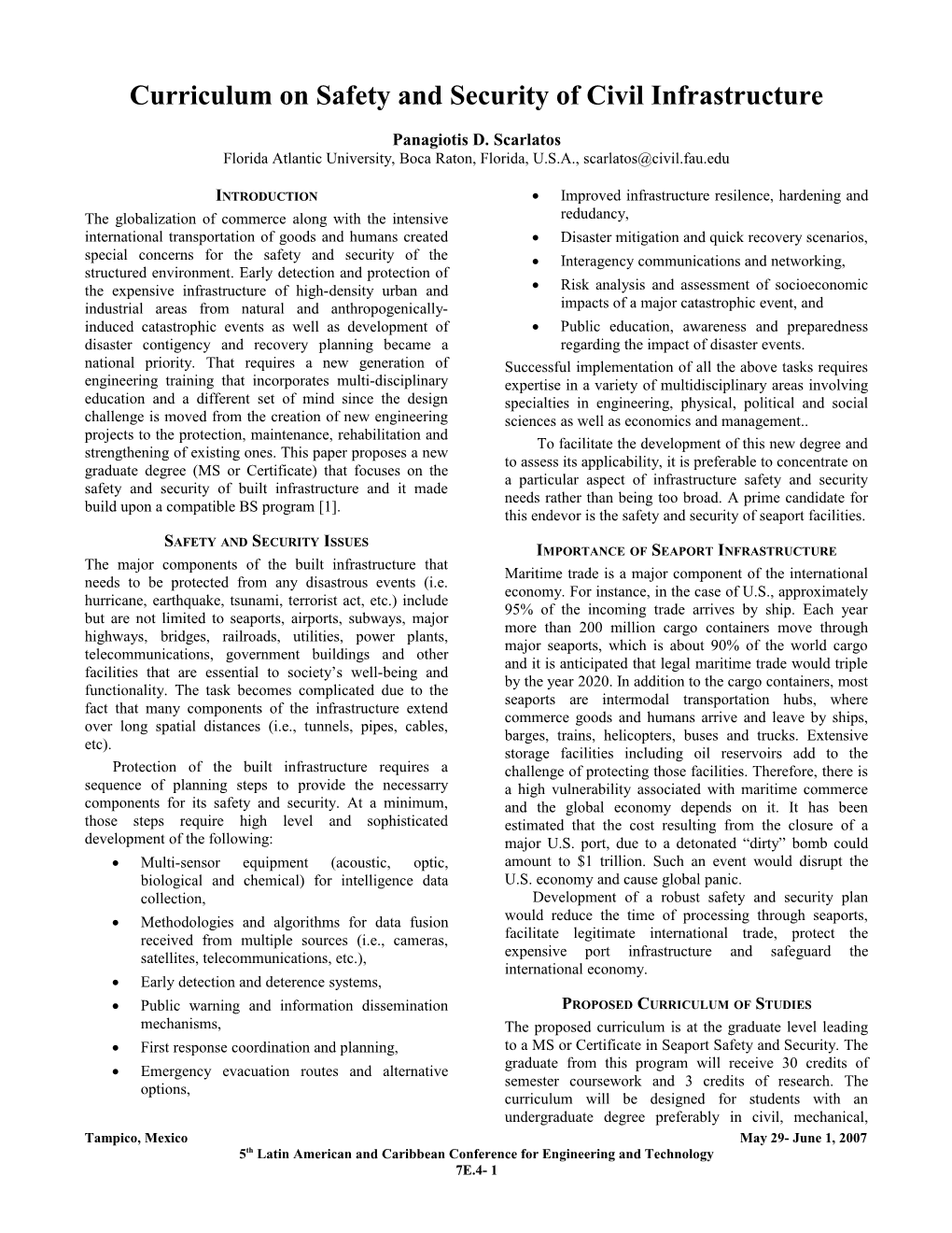 Model for LACCEI Extended Abstracts