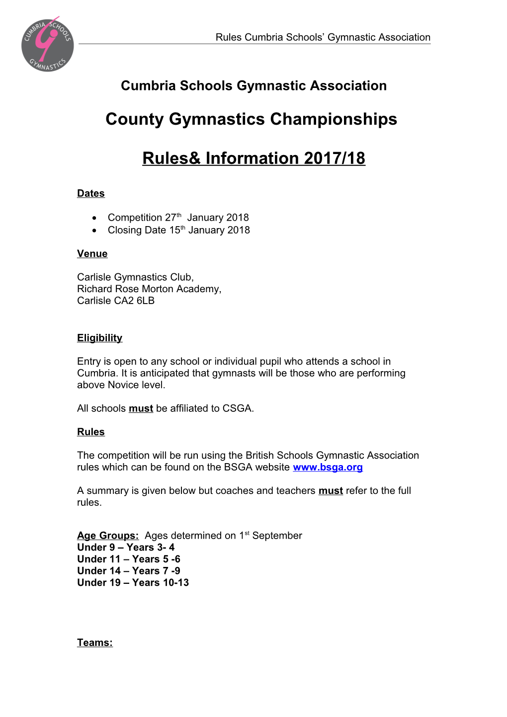 The North of England Schools' Gymnastics Association Championships