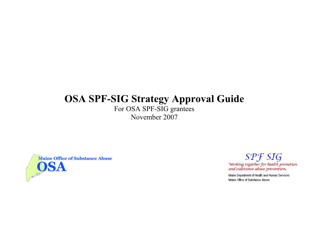 OSA SPF-SIG Strategy Approval Guide