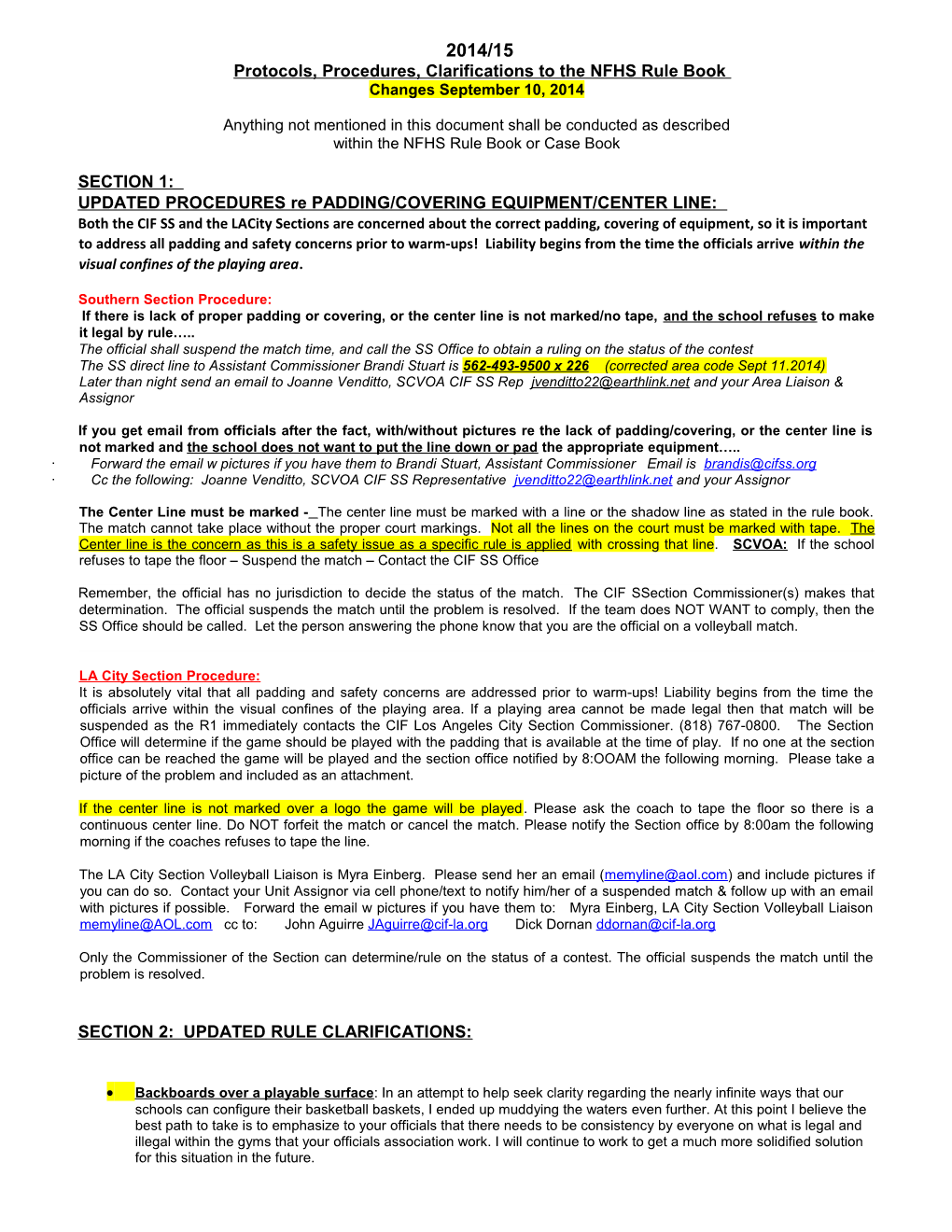 CIF-SS/SCVOA Instructional Clarifications 2010