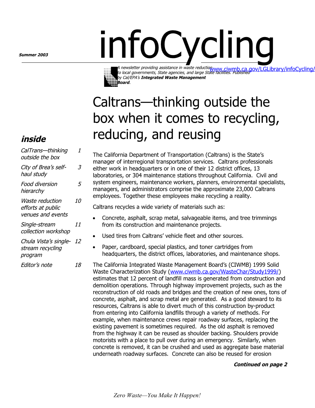 Infocycling, Summer 2003 Edition