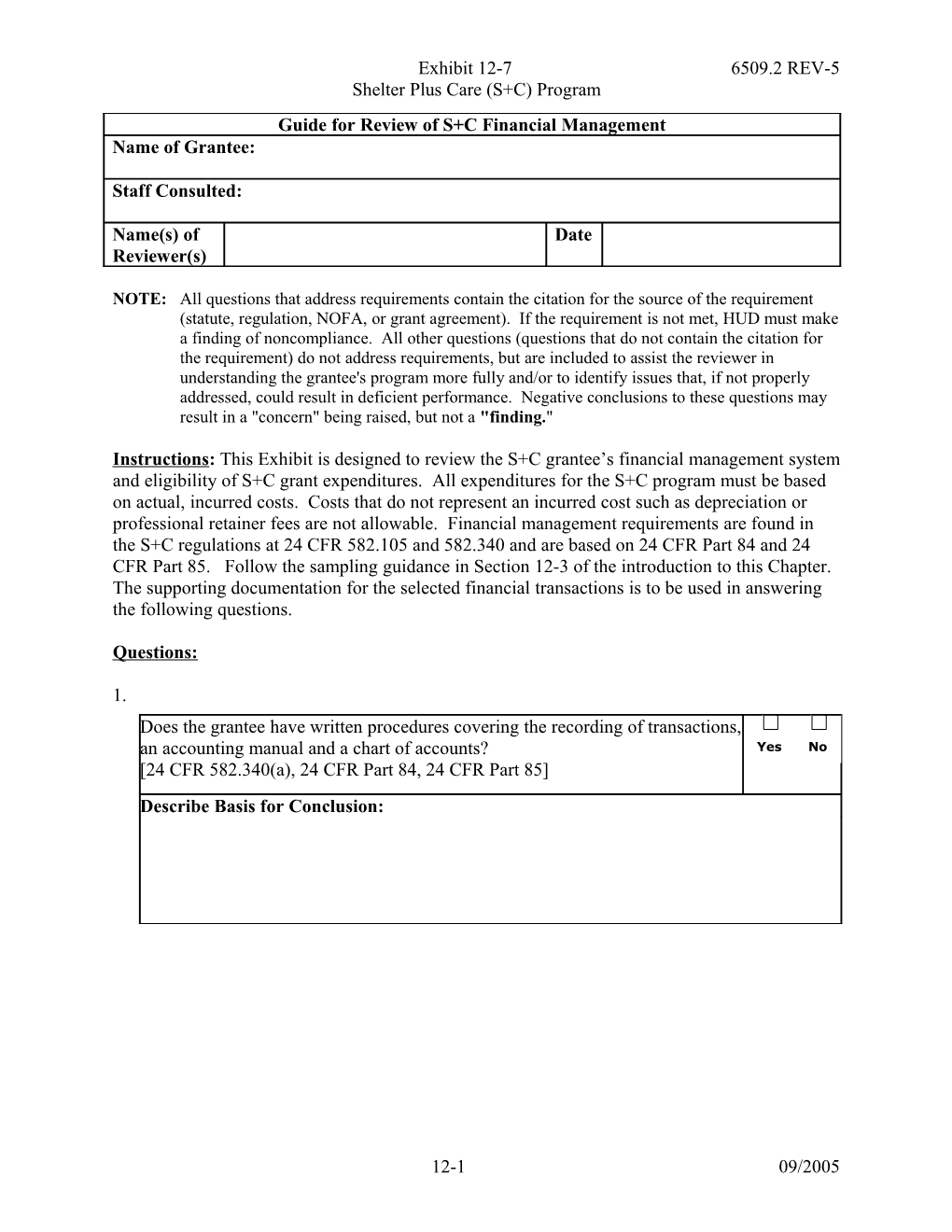 Exhibit 12-7: Shelter Plus Care (S+C) Program