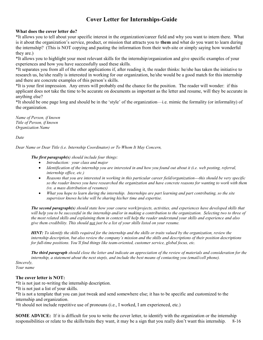 Here Is a Guide to an Internship Cover Letter