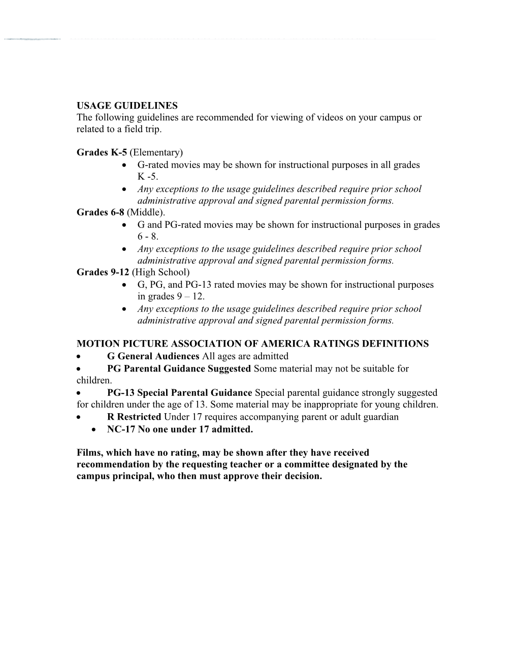 Administrative Guidelines for Electronic Media Use s1