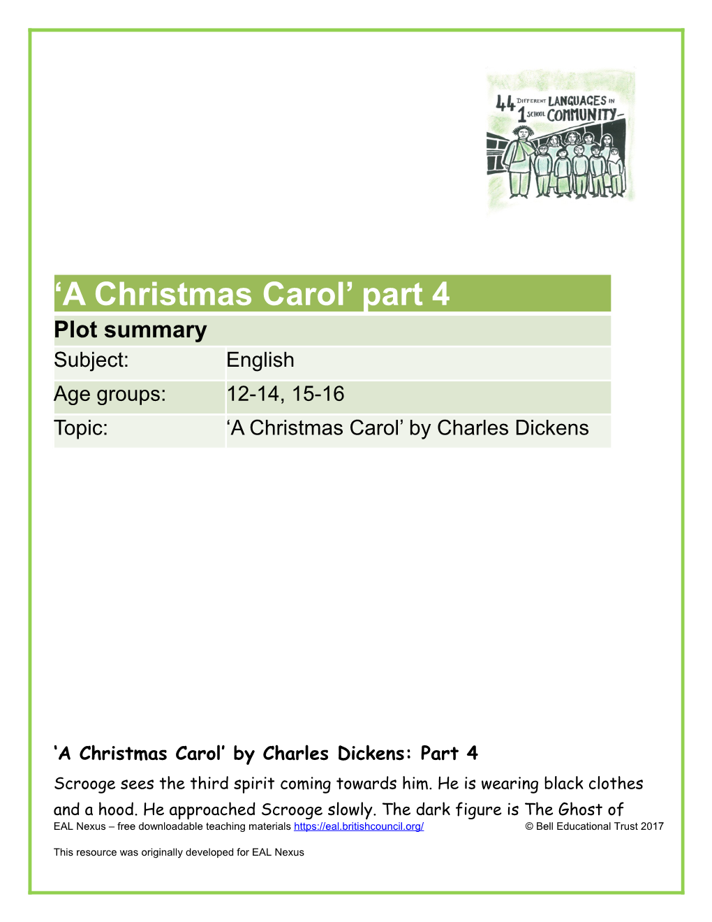 A Christmas Carol by Charles Dickens: Part4
