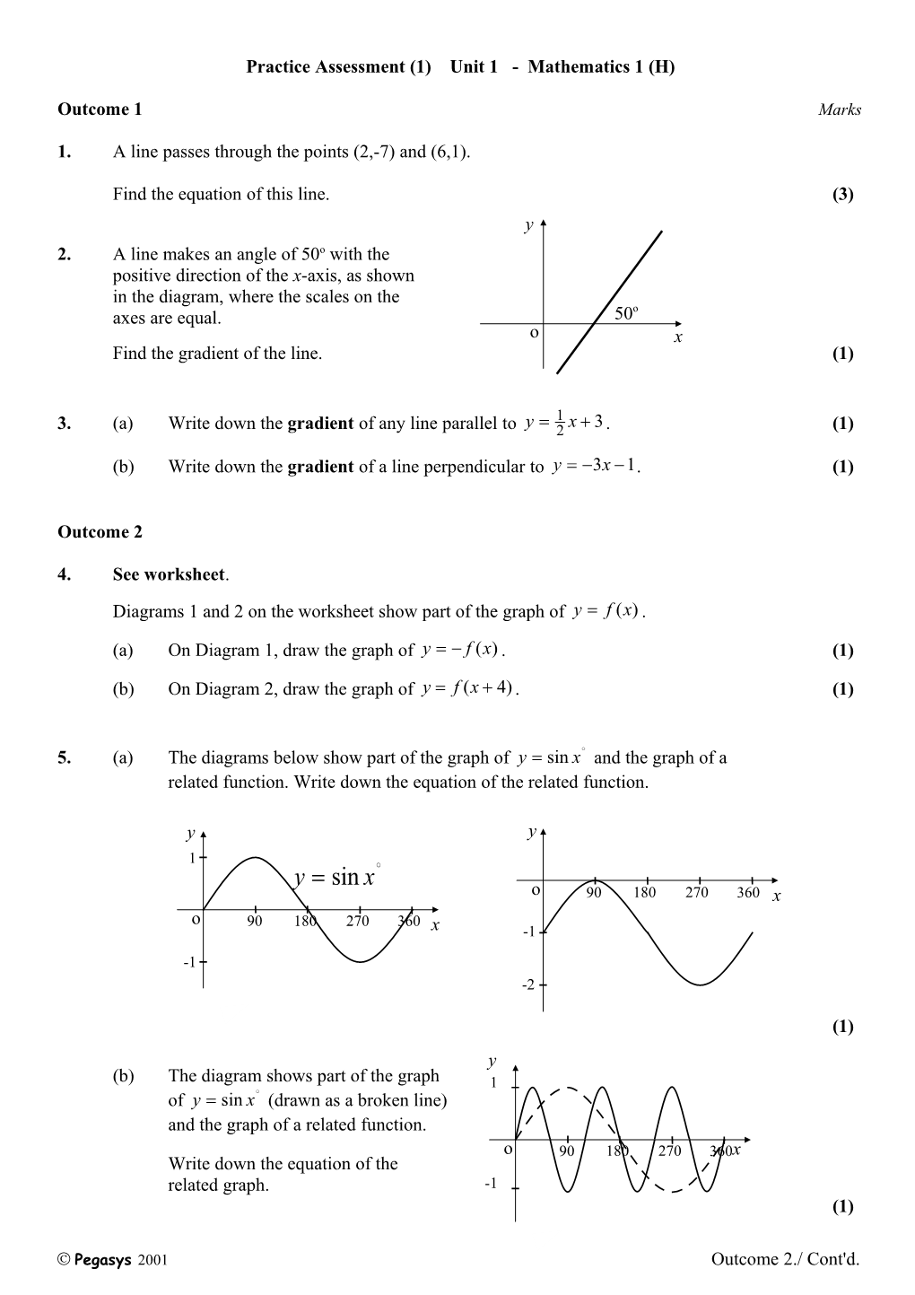 Practice Assessment (1) Unit 1 - Mathematics 1 (H)