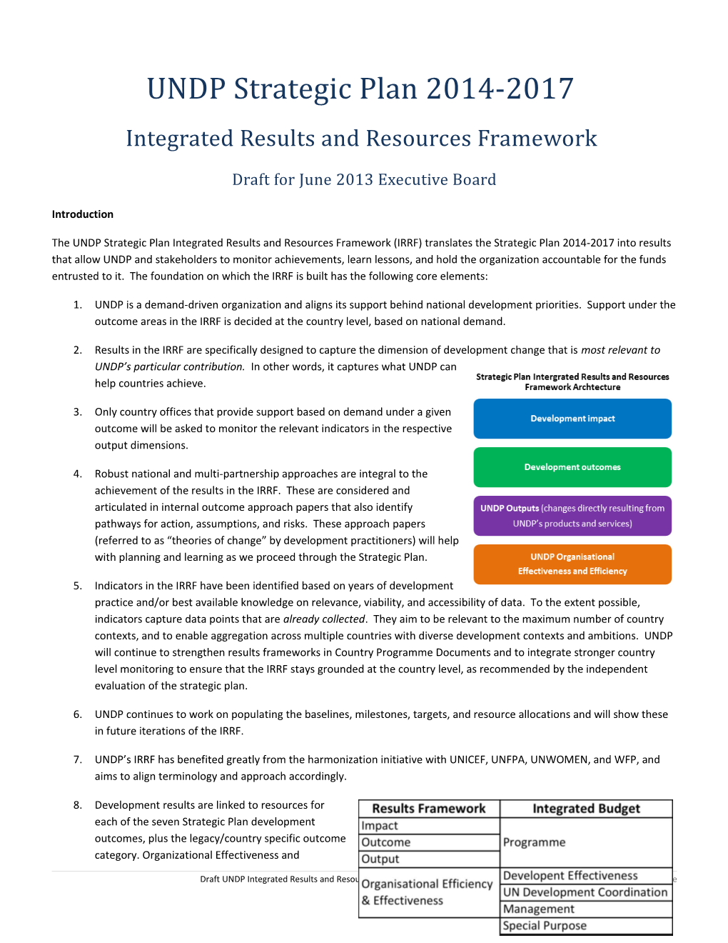 Integrated Results and Resources Framework