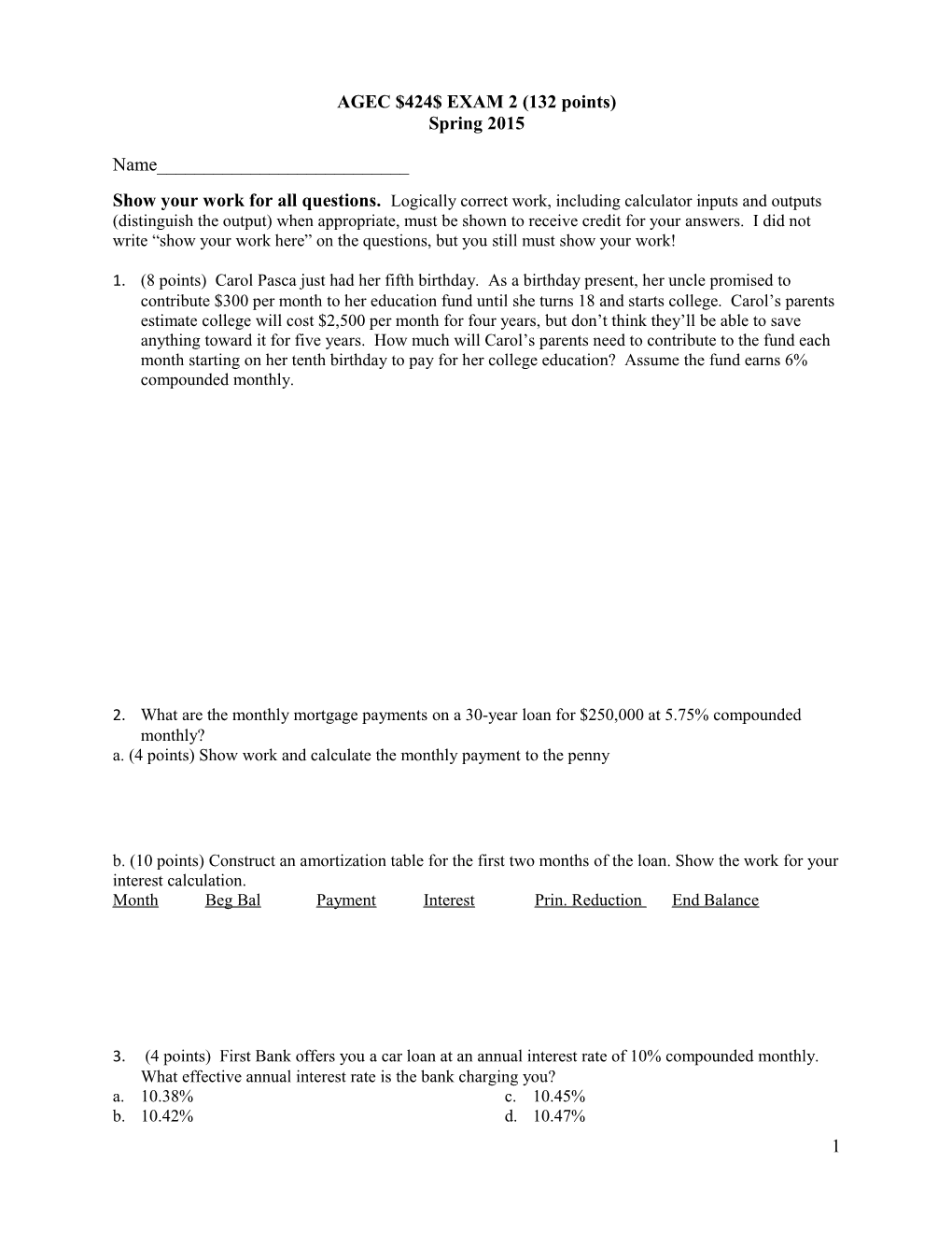 AGEC $424$ EXAM 2 (125 Points)