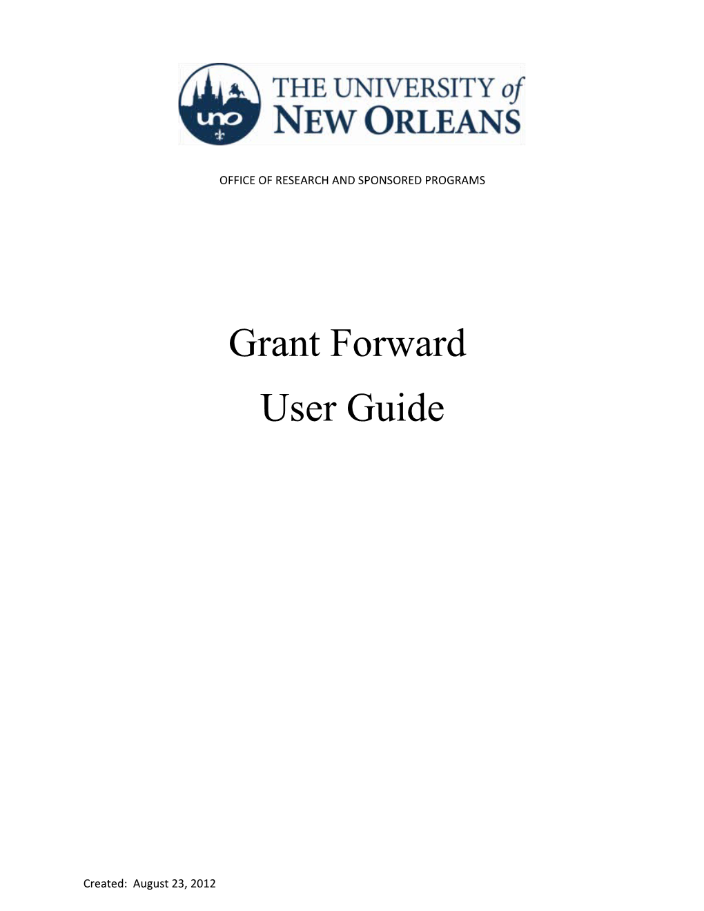 Grant Forward User Guide