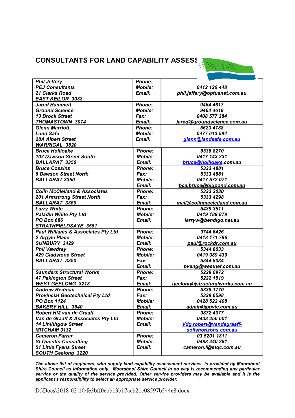 Consultants for Land Capability Assessments