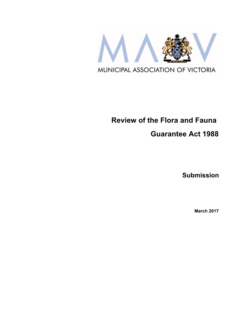 Submission to Review of the Flora and Fauna Guarantee Act 1988 - Mar 2017