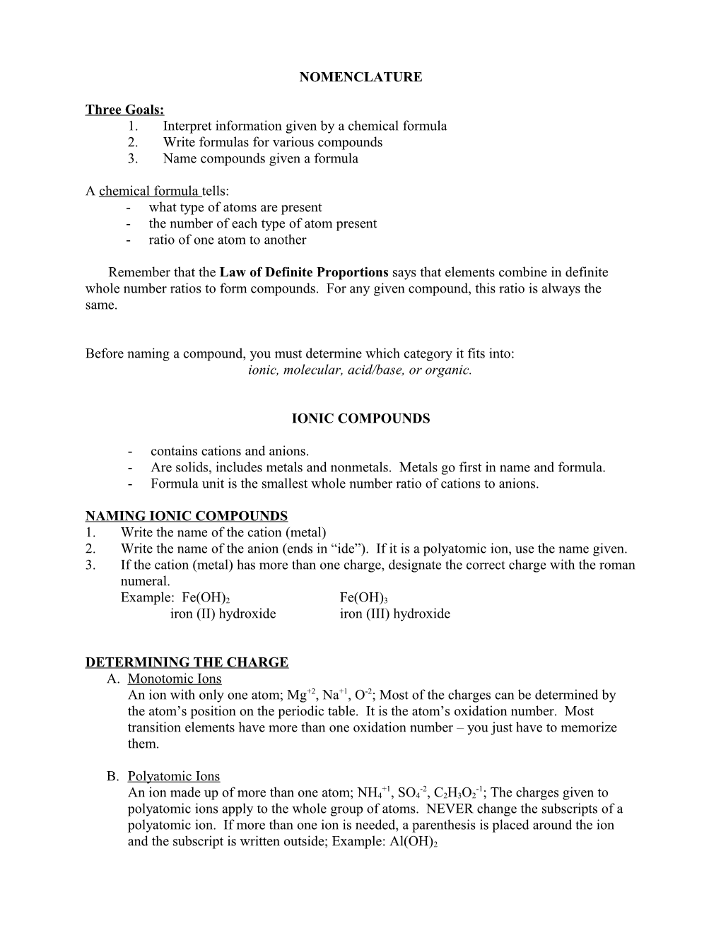 1. Interpret Information Given by a Chemical Formula