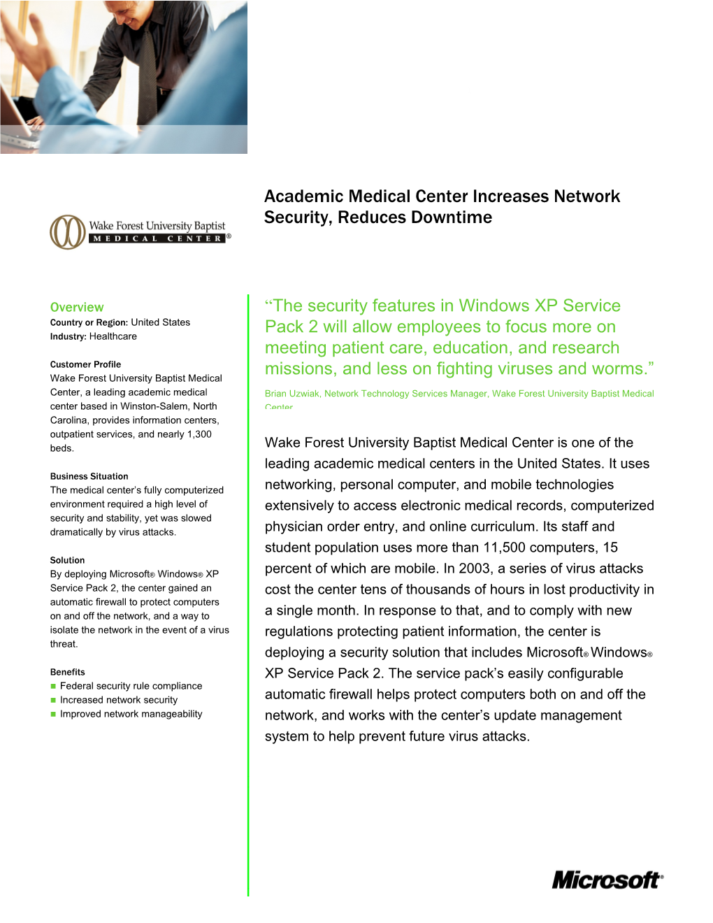 Academic Medical Center Increases Network Security, Reduces Downtime