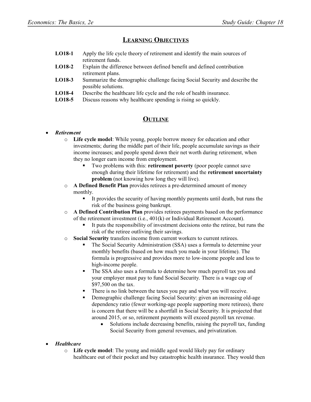 Economics: the Basics, 2Estudy Guide: Chapter 18