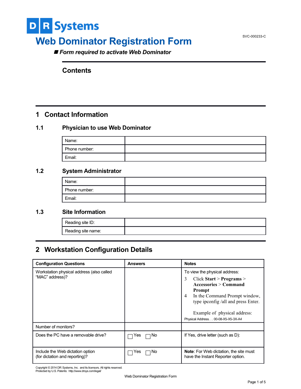 Form Required to Activate Web Dominator