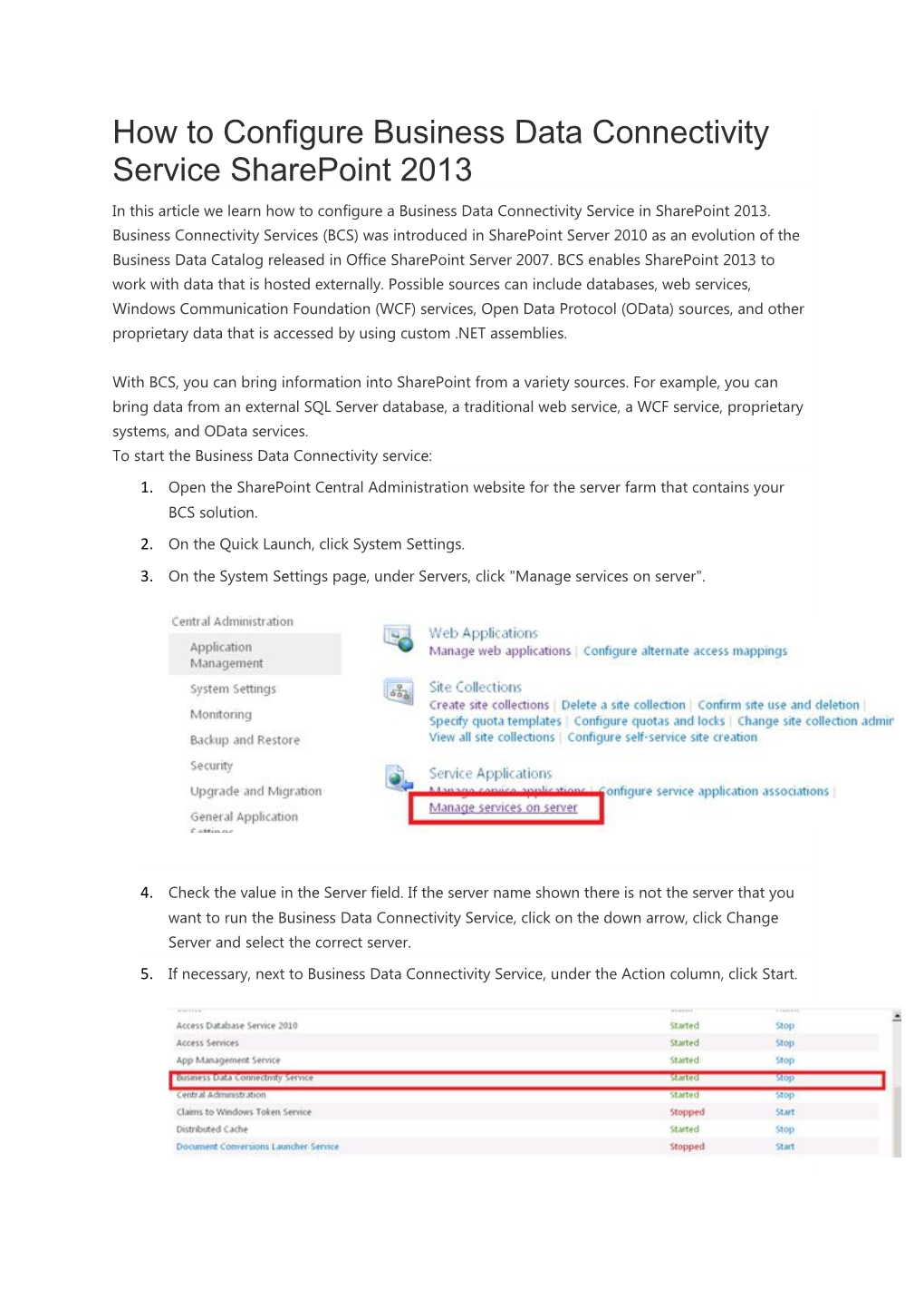 How to Configure Business Data Connectivity Service Sharepoint 2013