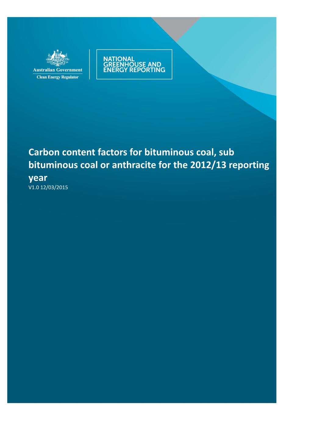 Carbon Content Factors for Bituminous Coal, Sub Bituminous Coal Or Anthracite for The