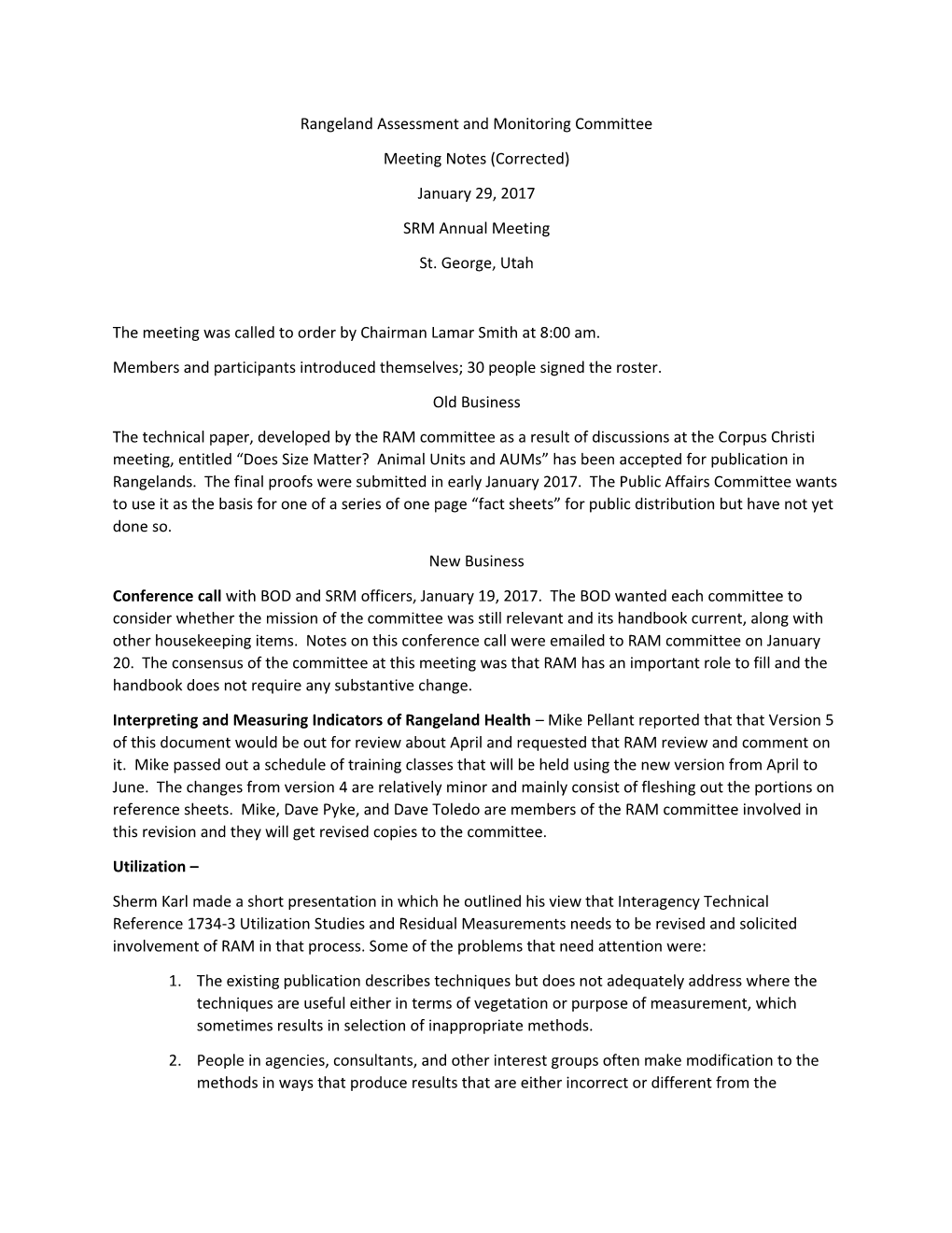 Rangeland Assessment and Monitoring Committee