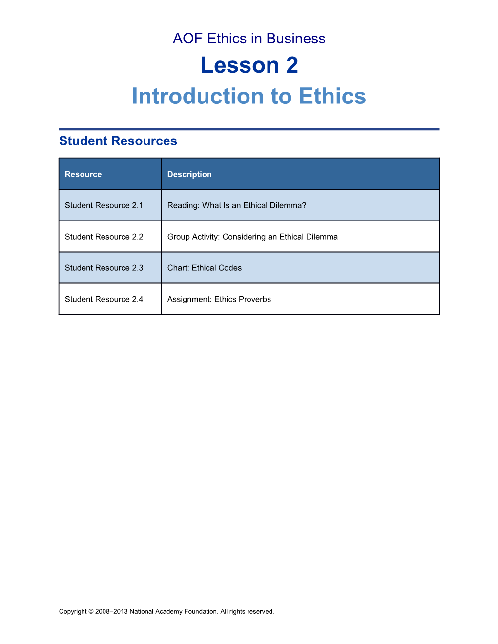 AOF Ethics in Business