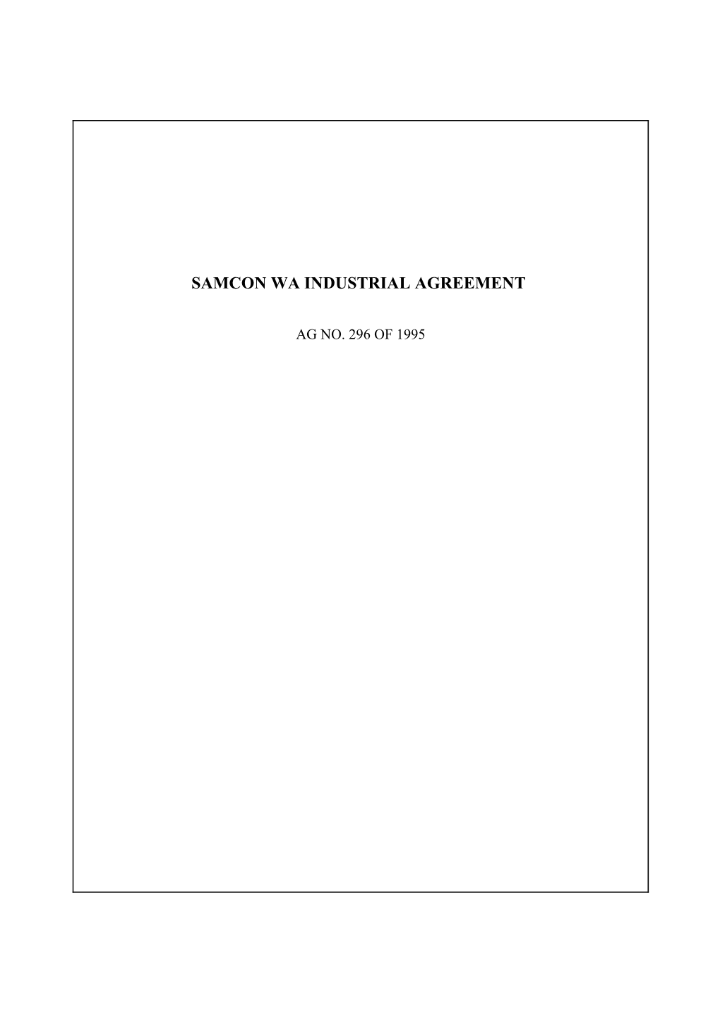 Samcon WA Industrial Agreement