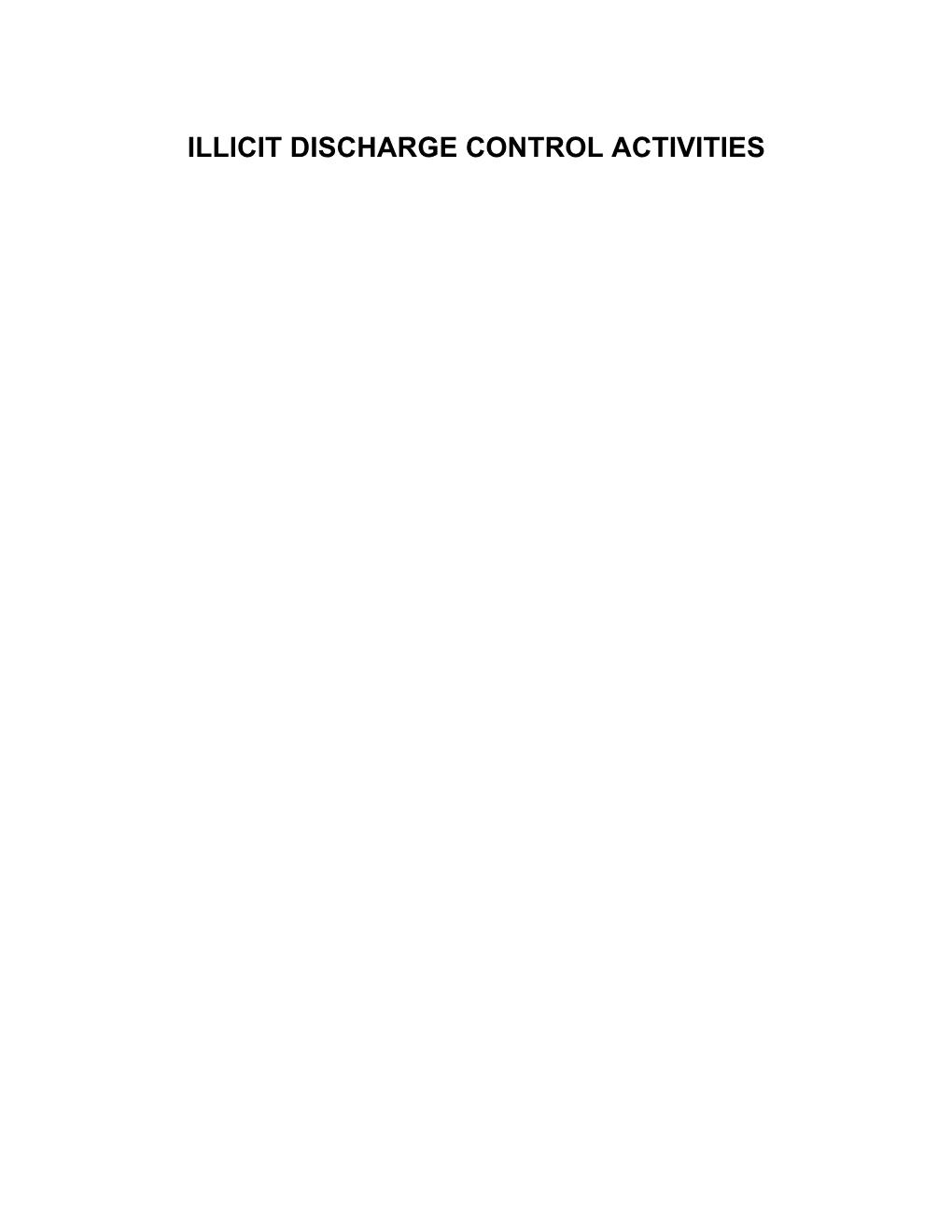 Illicit Discharge Control Activities
