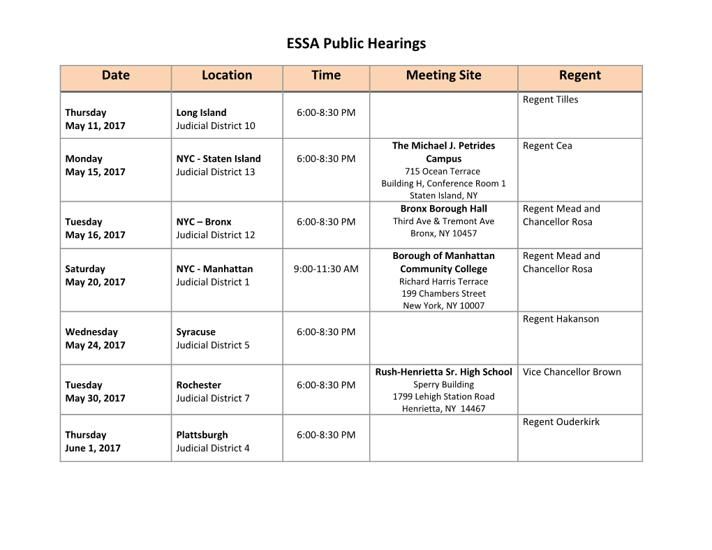 ESSA Public Hearings