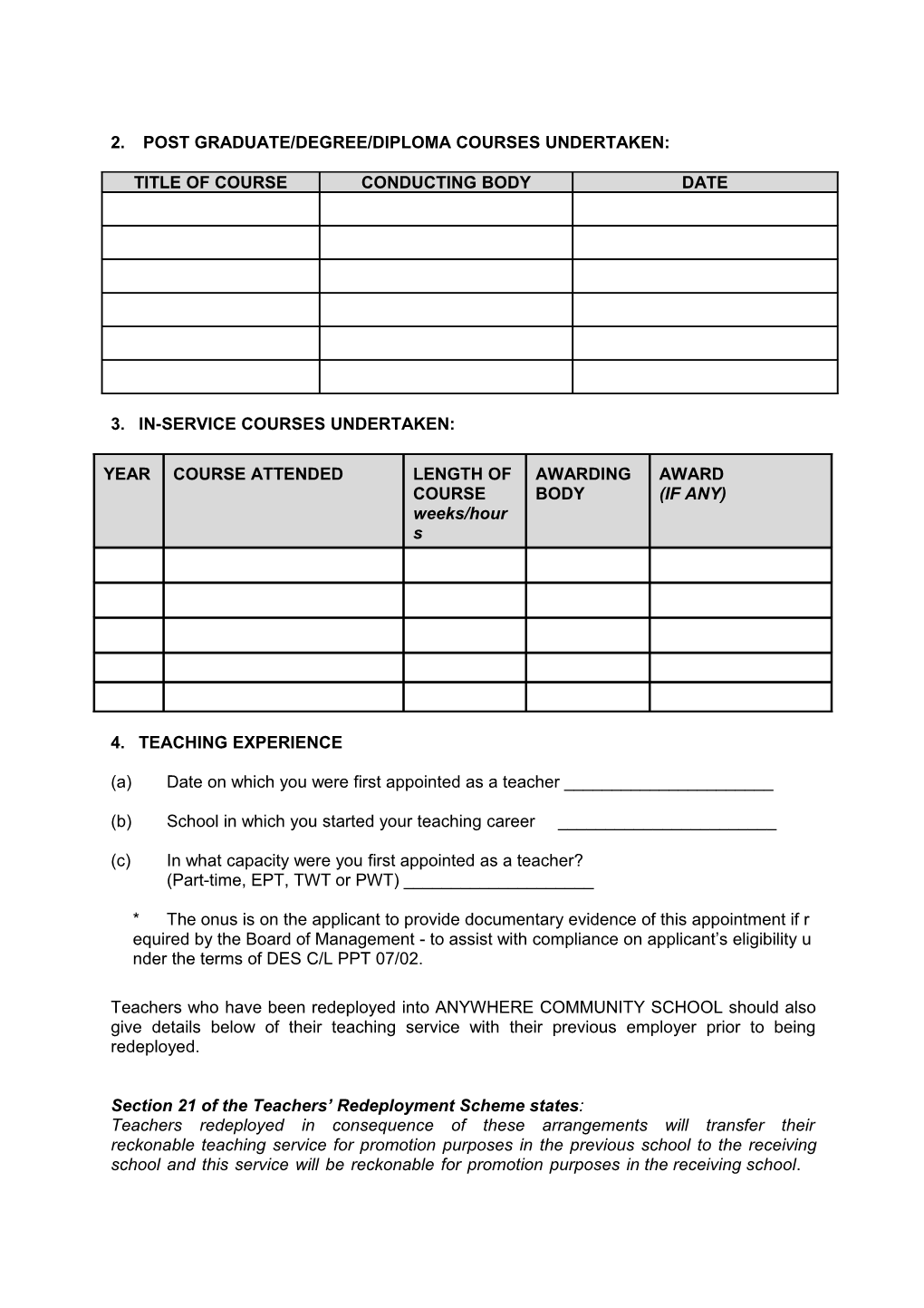 Appendix 5(A) (Exemplar) - Application Form for the Post of Assistant Principal