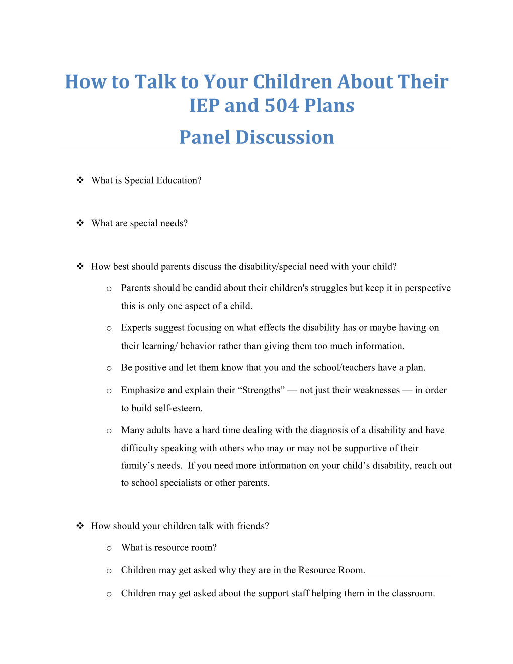 How to Talk to Your Children About Their IEP and 504 Plans