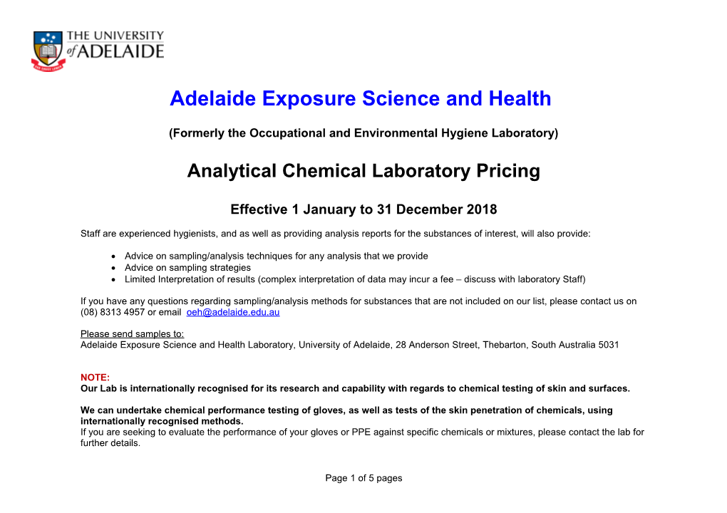 Adelaide Exposure Science and Health