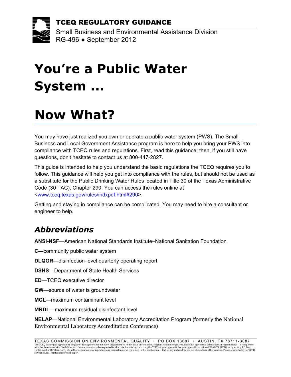 You're a Public Water System Now What?