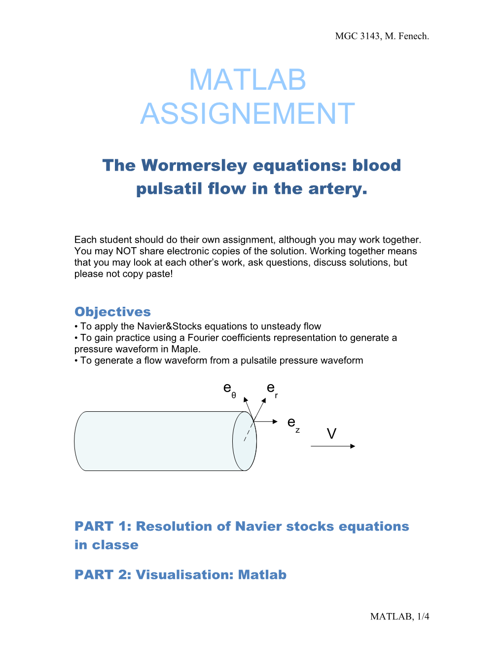 The Wormersley Equations: Blood Pulsatil Flow in the Artery