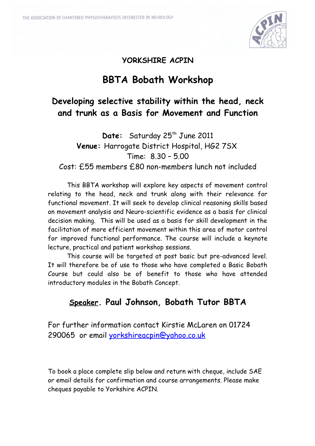 BBTA Bobath Workshop