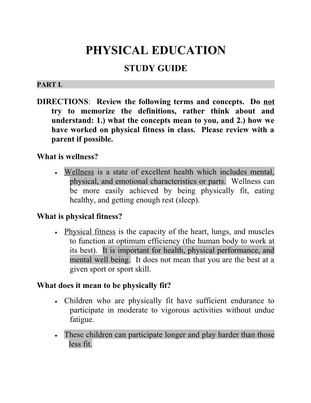 Physical Education s4