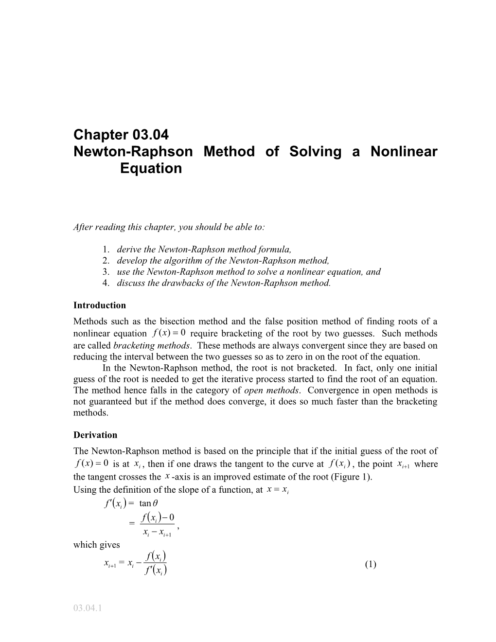 Newton-Raphson Mehtod of Solving Nonlinear Equations: General Engineering