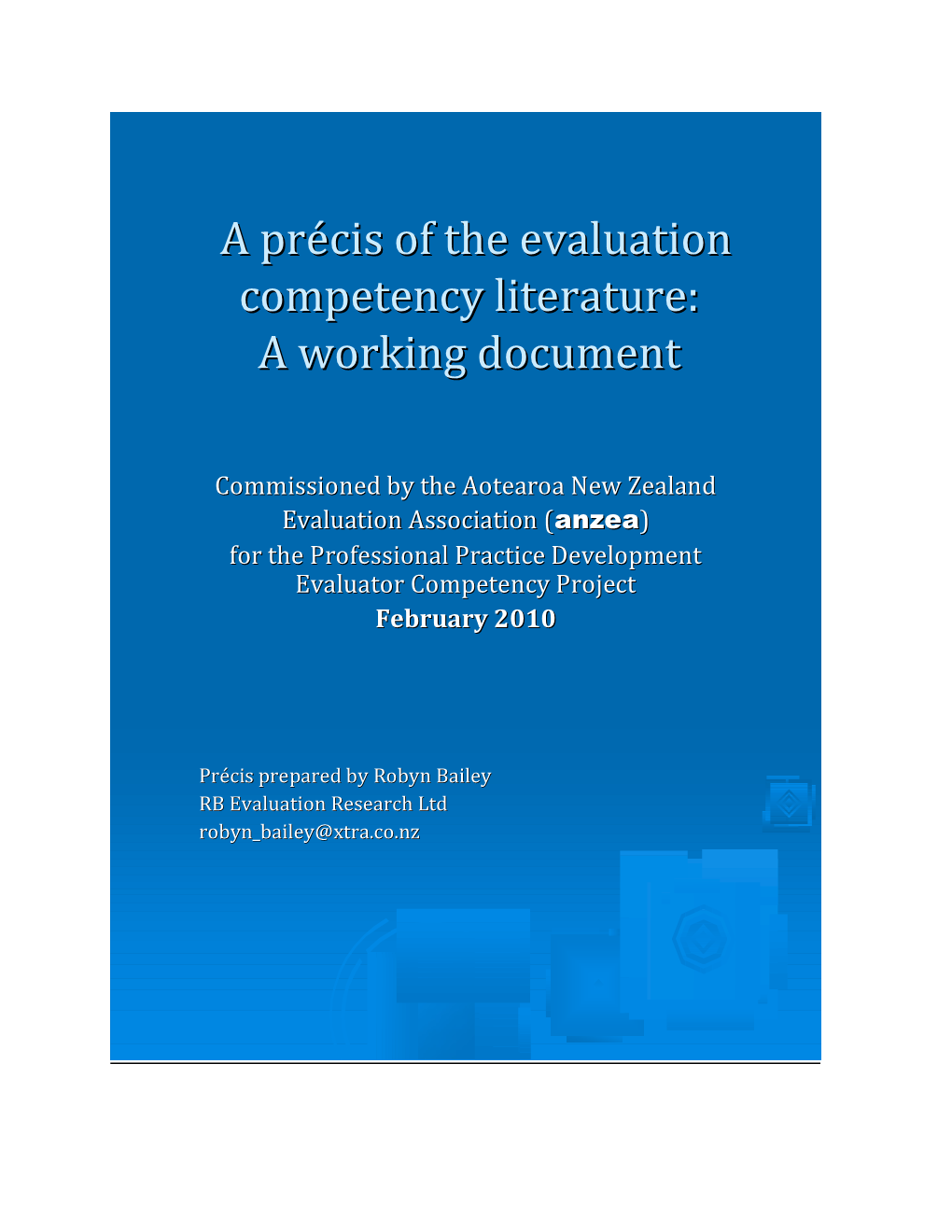 Anzea Evaluator Competencies Project