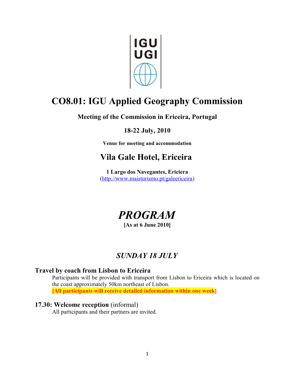 CO8.01: IGU Applied Geography Commission