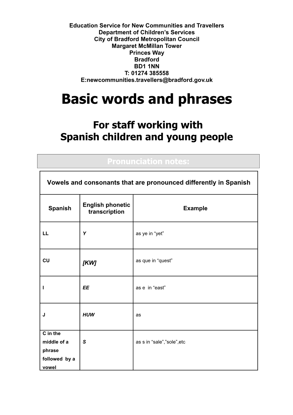 Basic Words and Phrases