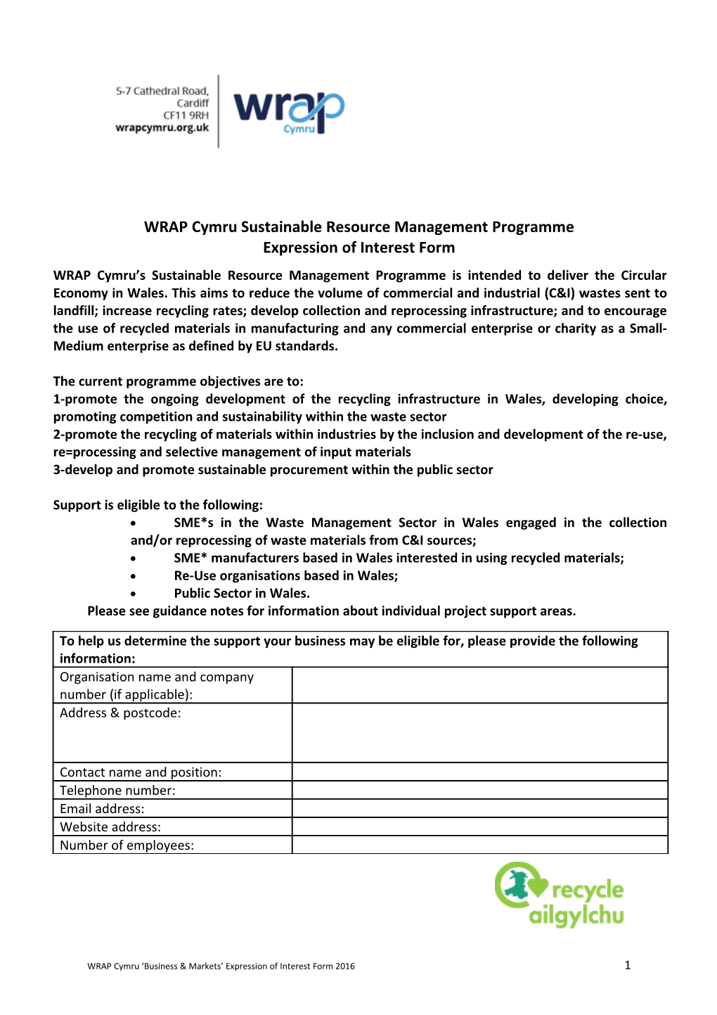 WRAP Cymru Sustainable Resource Management Programme