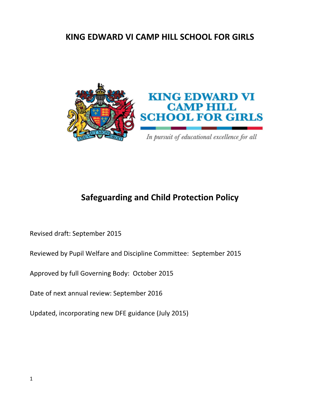 Child Protection Policy Review Jan 2010