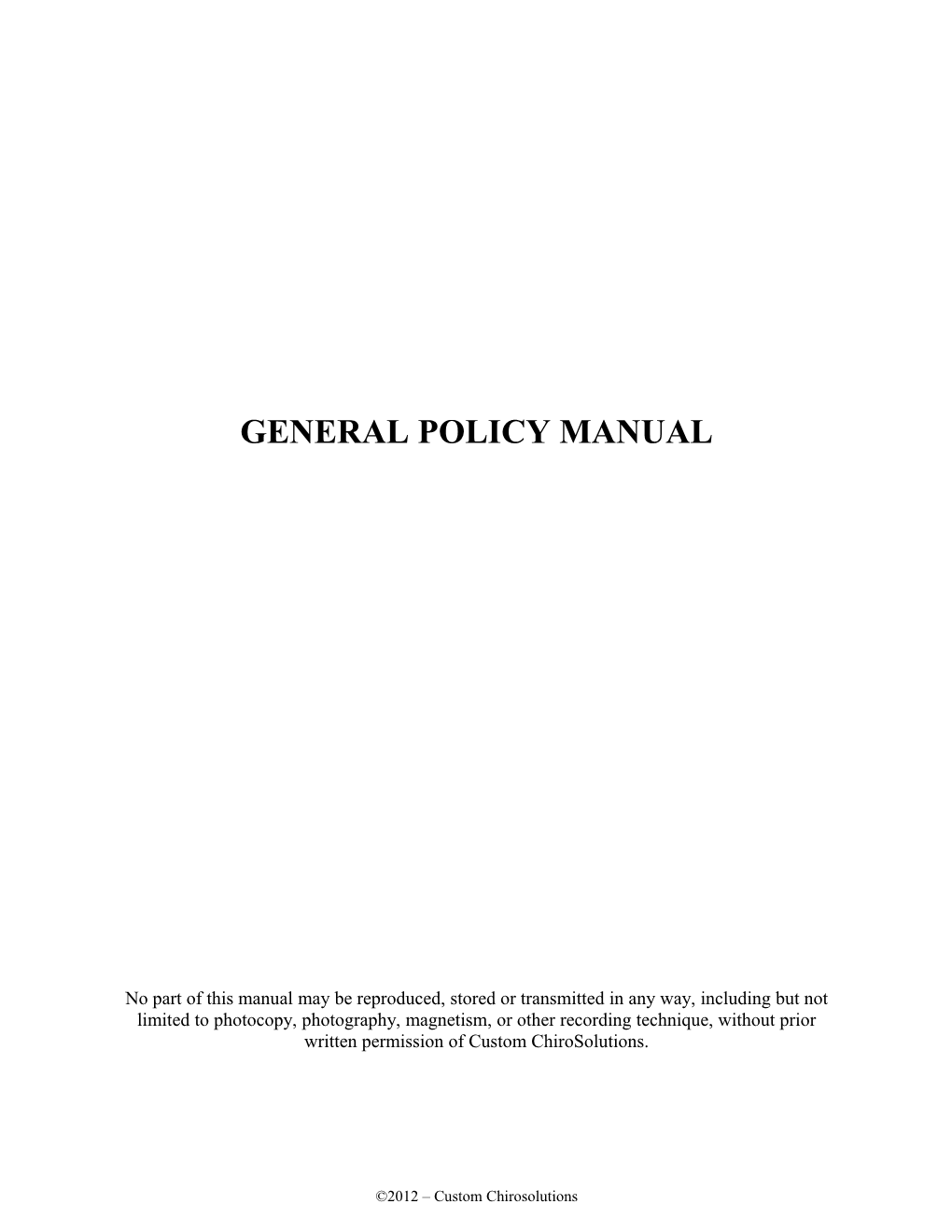 General Policy Manual