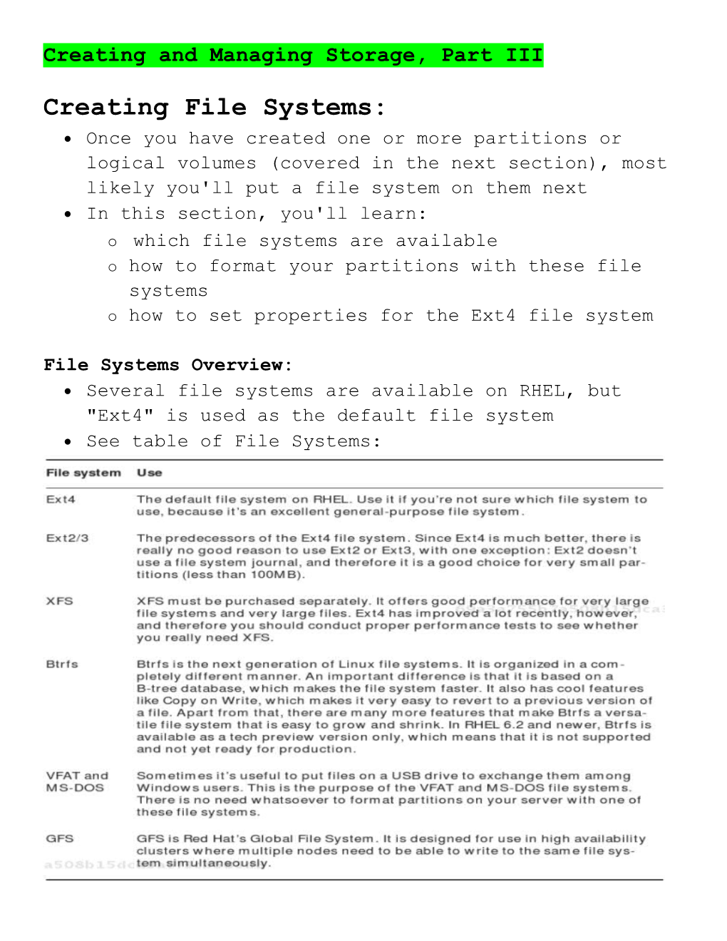 Creating and Managing Storage, Part III