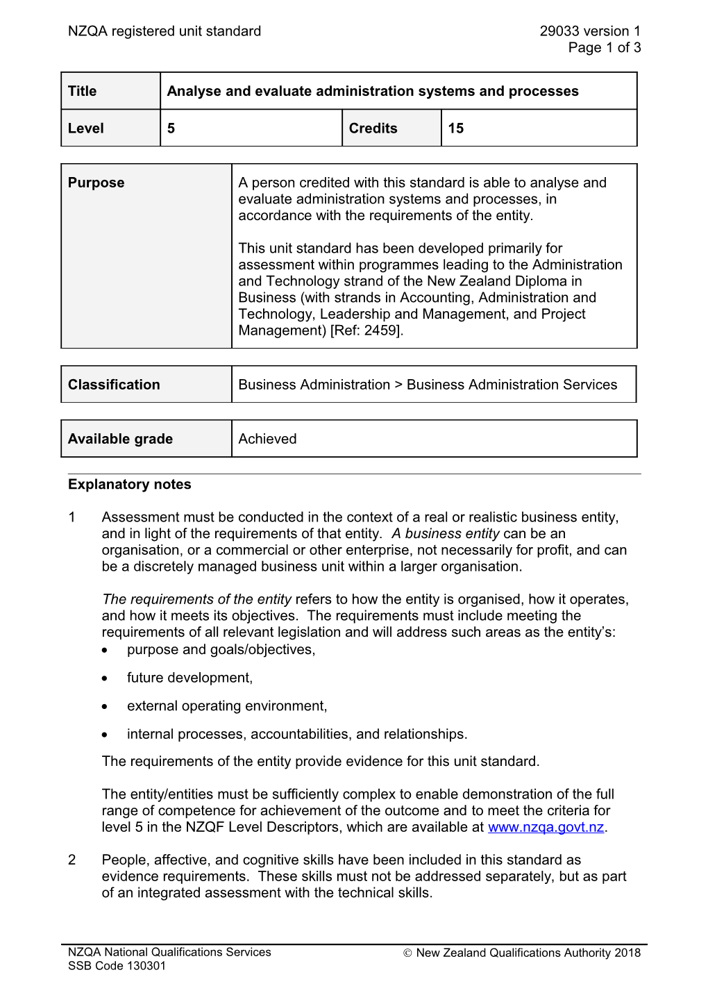 29033 Analyse and Evaluate Administration Systems and Processes