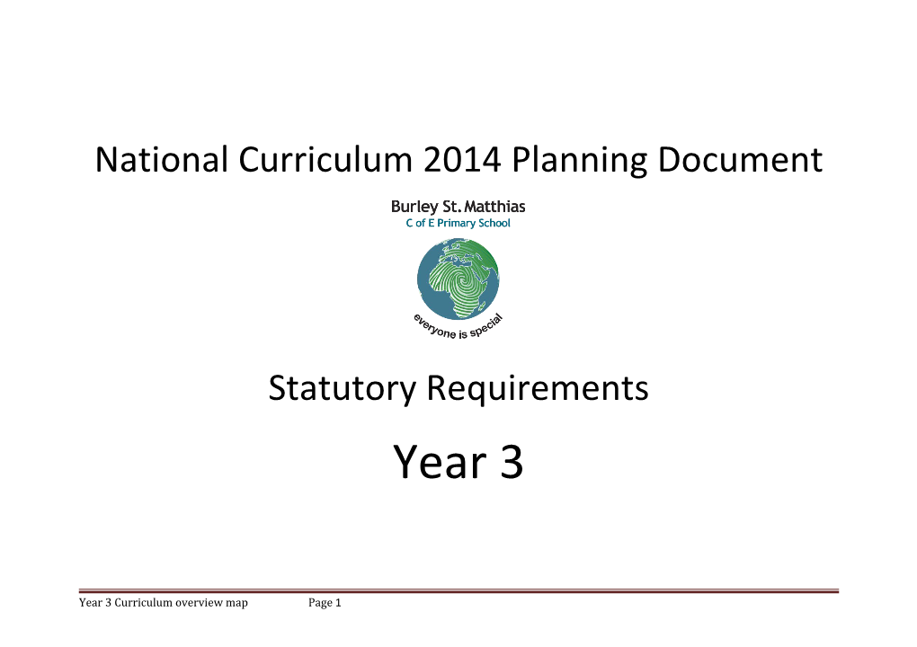 National Curriculum 2014 Planning Document s1