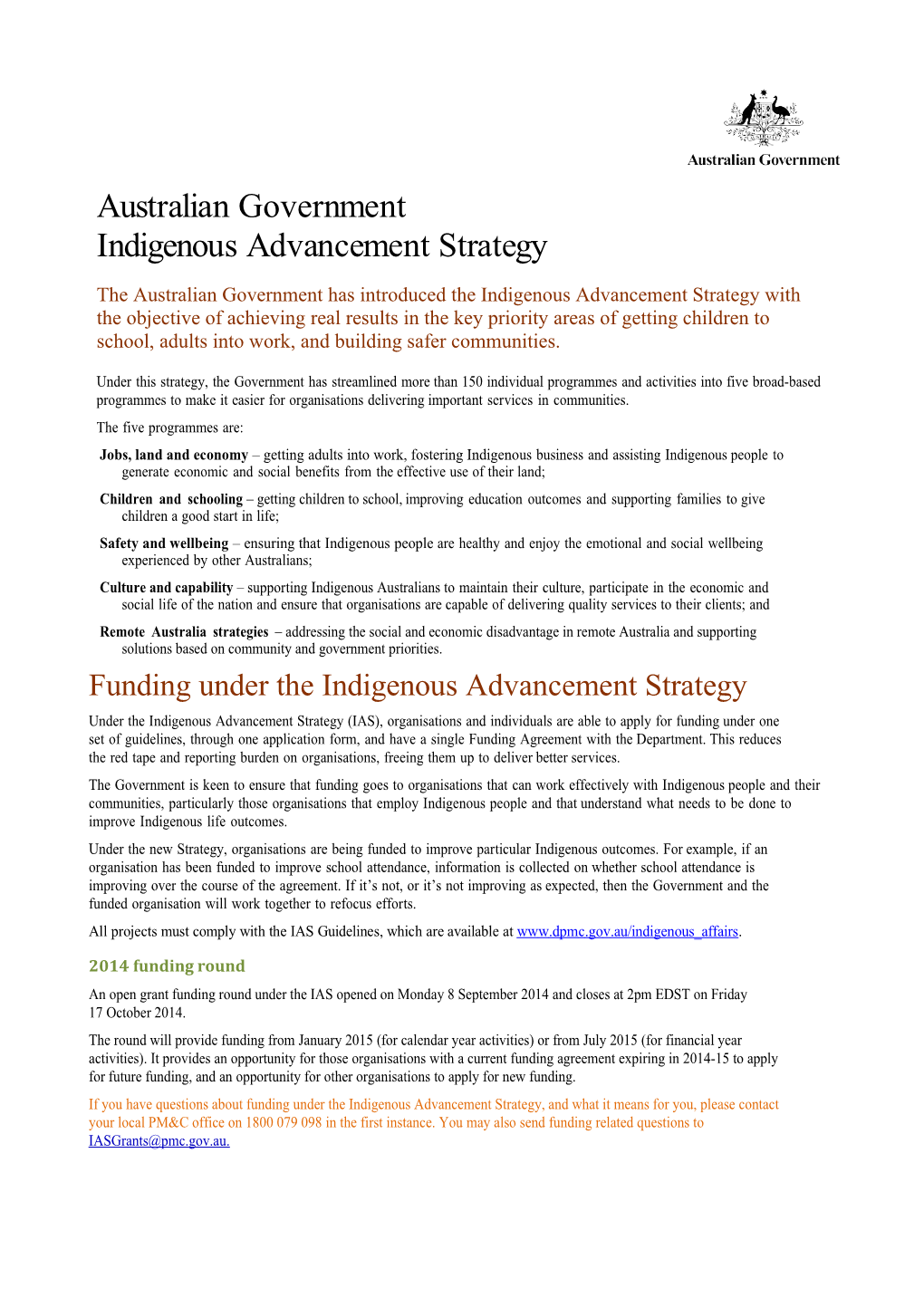 Indigenous Advancement Strategy Fact Sheet