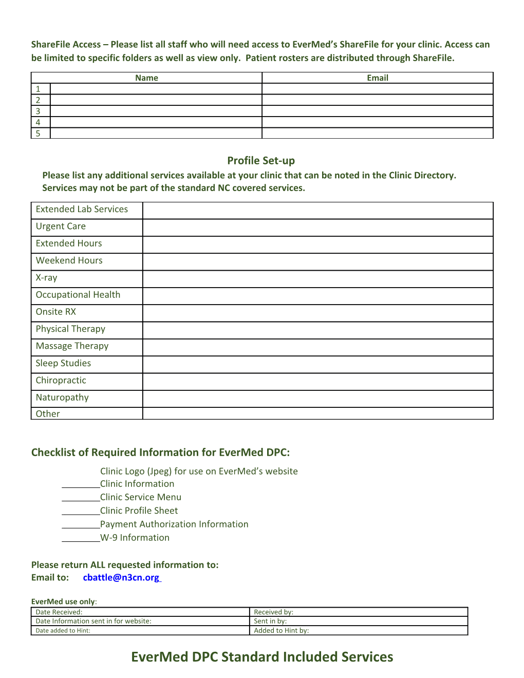 Clinic Information Form