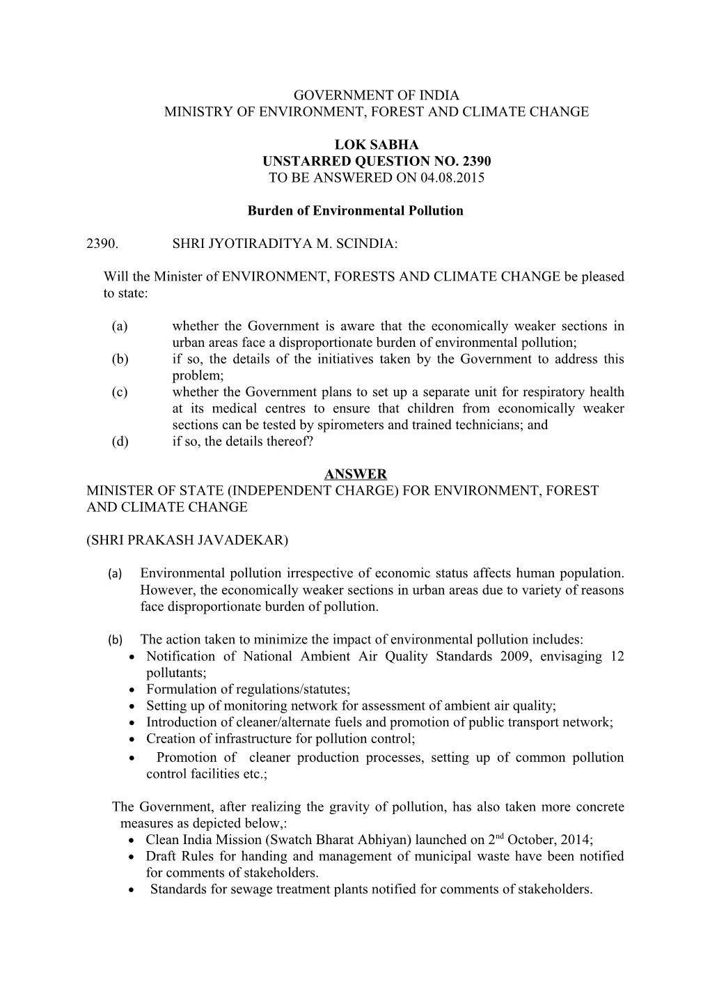 Ministry of Environment, Forest and Climate Change