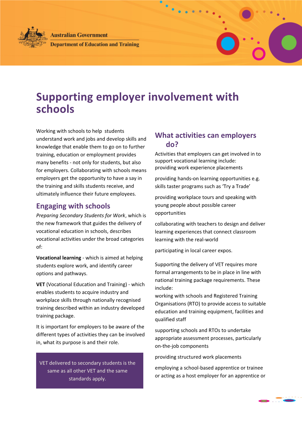 Supporting Employer Involvement with Schools