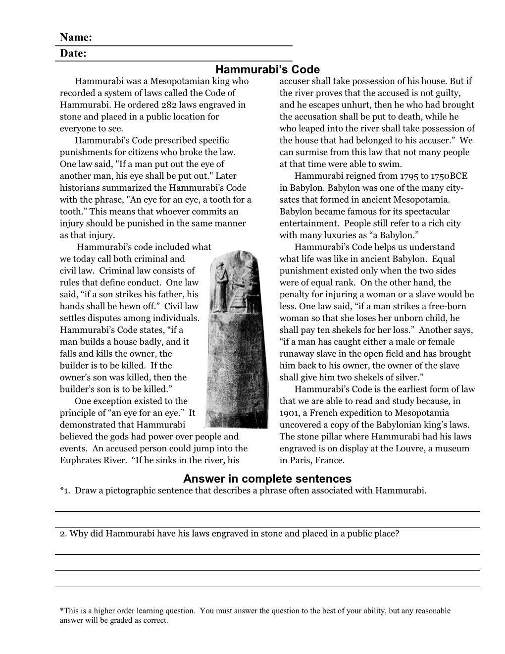 Hammurabi S Code