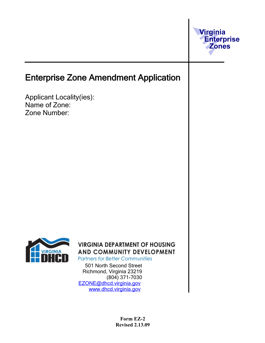 Enterprise Zone Amendment Application